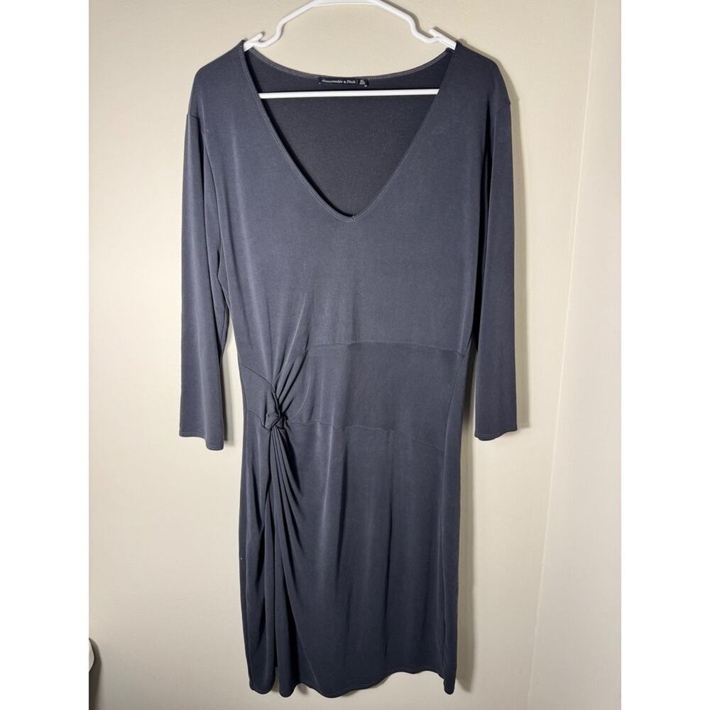 Abercrombie Fitch Womens Gray Knit V Neck Twist Front Midi Dress XL